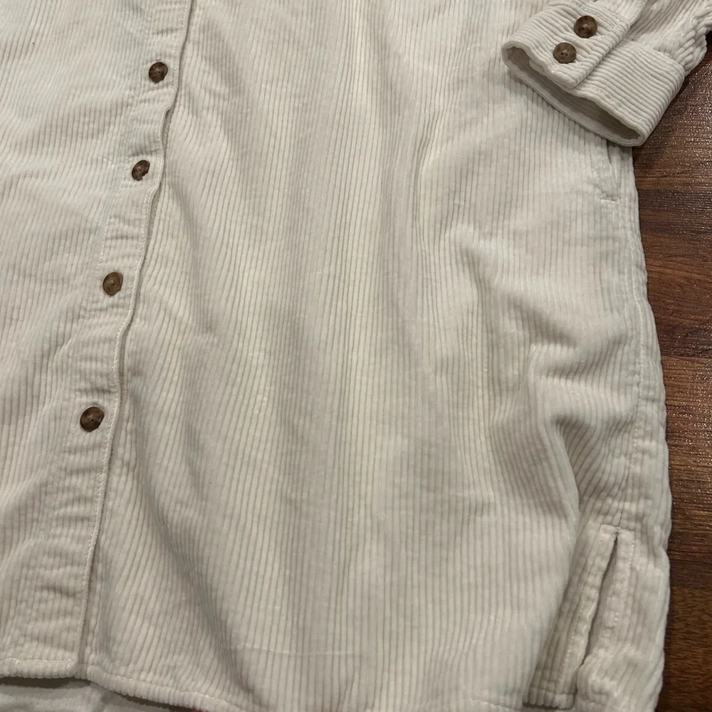 Madewell Womens Corduroy Mini Shirtdress Pockets Lighthouse Ivory Size Small